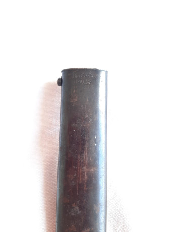Procedente de la colección de mi amigo enfermo.

Bayoneta para el fusil  K-98 . En buen estado.

En la 22