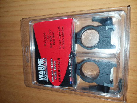 Anillas Warne Máxima en perfecto estado, de 1 pulgada, altas (para visores de entre 42 y 52mm de campana). 02