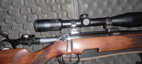 Vendo rifle de cerrojo mannlincher cal 300 con gatillo de pelo y monturas apel+visor del 2;5 -al 10 aumentos. 01