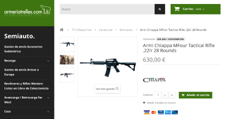 Vendo Carabina táctica Chiappa MFour original, es una chica de barrio, come de todo, desde el .22lr CCI 70