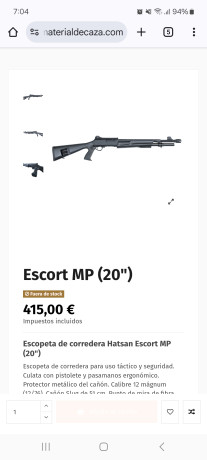 Buenas noches: vendo Escopeta de corredera, Hatsan Escort MP Soutgun P/A 20" y 51 cms. de caño,  70