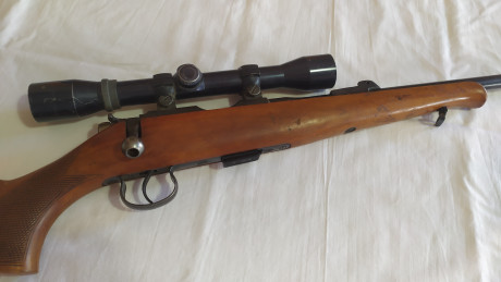 Vendo rifle BRNO, calibre 22, usado, funciona perfectamente, con cargador de 6 tiros, con su funda y visor.
Precio 01