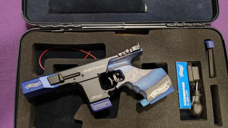 Vendo Walther GSP 500 en calibre .22, en estado nuevo.
Maletin grande para incorporar cal.32 (si se desea 01