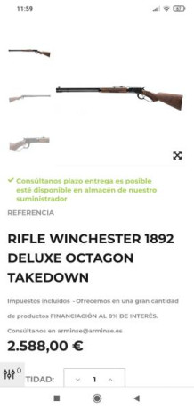 Se vende winchester modelo 1982
Estado muy bueno y original 
Calibre 44.40 
Cañón largo 
Fabricado en 10