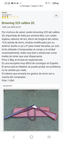 Busco superpuesta del cal 20, para que se inicie mi mujer en la caza y el tiro. 12