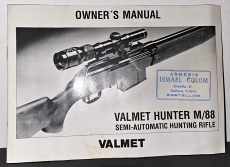  RIFLE SAKO VALMET HUNTER M88 .
Cal. 30-06
SEMIAUTOMATICO.
Cañón de 53 cm.
Incluye 2 cargadores de 2 y 30