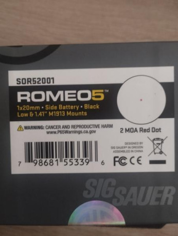 Vendo visor punto rojo romeo 5 sig sauer
175€ está en Pamplona, portes a parte 
Usado muy poco en un 22 00