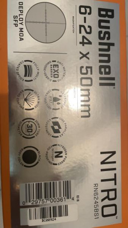 Se vende Bushnell Nitro 6-24x50, muy buen estado, solo marcas en zona de anillas, va con su caja original 00
