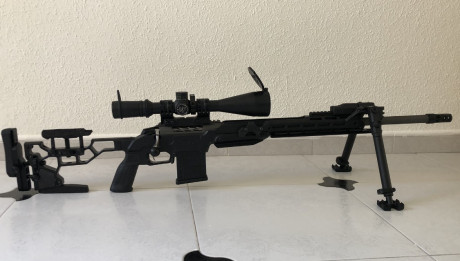 Vendo chasis MDT ESS para TIKKA T3X. accion corta y media
Tiene como extras:
- carril ARCA en guardamanos 10