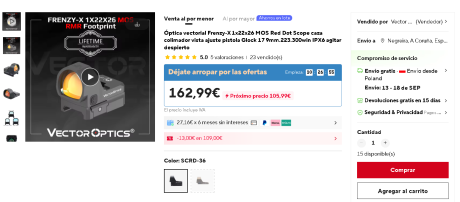 Buenas.
Necesito algo de ayuda para los que habéis tenido experiencia en punto rojo para arma corta.

Llevo 20