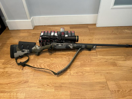 Por cambio de planes :

Bergara Ridge Carbon 6.5 Prc:

- cañón carbono
- hidroimpresion kuiu
- disparador 60