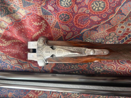 Escopeta Aguirre y Aranzabal, modelo 56, dos cañones 4y3 y 3y1, cañones de 70cm, culata a gatillo 37cm, 30