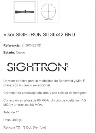 Por cambio de modalidad deportiva vendo este visor. Se trata del modelo SII series de 36 aumentos fijos.
Por 01