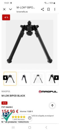 Bipode magpul ideal rifle rececho por su poco peso,yo tiro prs y no es lo ideal.
Totalmente de reestreno 00