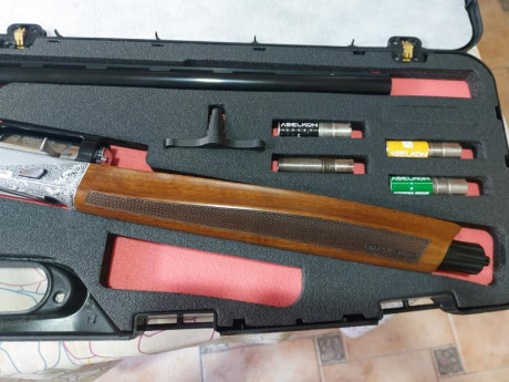 Vendo escopeta Aselkon Inter Elegant Silver Black, cañon de 71 ctms. con 5 chokes interiores, calibre 10