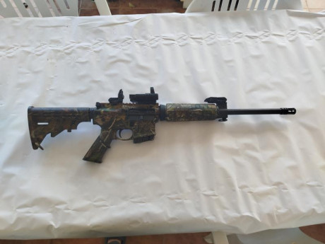 Vendo mi S&w camo 300Bk. Lo vendo por no usar , regalo funda táctica, punto rojo,alza y punto de mira, 110