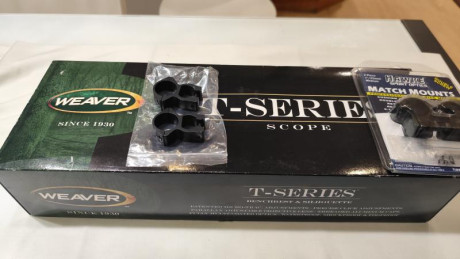 Vendo visor marca Weaver T-Series 36x40  negro, modelo 849974 con retícula fina.
En su caja original con 12