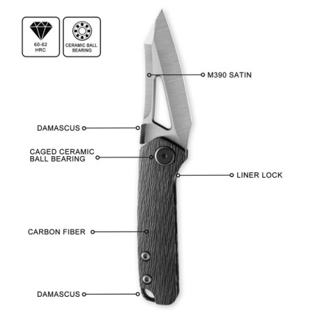 En venta navaja de gama alta de la Marca Cavol.La empuñadura es de fibra de carbono y la hoja es de acero 12