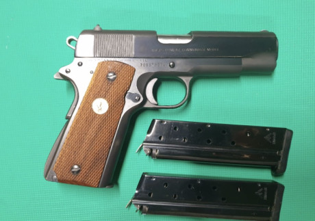 EN VENTA COLT COMBAT COMMANDER CALIBRE 9mm Parabellum. 
CAÑÓN DE 4.25”.
ACABADO PAVÓN. CARRO DE ACERO 01