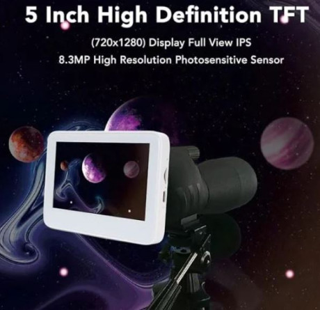 Cámara elèctronica Ocular Telescopio 4K pantalla 5" de alta definición. Encaja en cualquier objetivo.
Usado 01