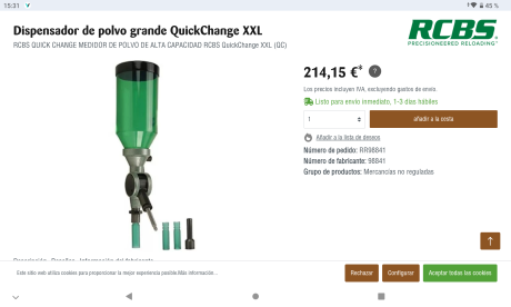 Dosificador RCBS nuevo.
100 €
Venta solo por Wallapop:
https://es.wallapop.com/item/dosificador-polvora-rcbs-alta-capacidad-1163888834 10