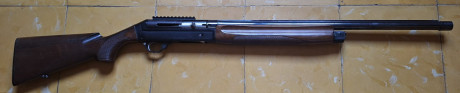 Escopeta semiautomática Benelli 121 SL cal. 12 / 70.
Cañón de 60 centimetros, con polichoques exteriores, 00
