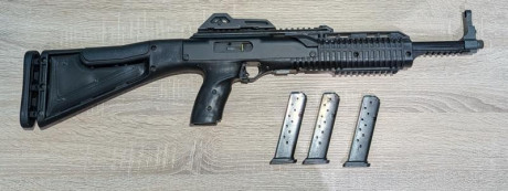 Muy buenas,

Vendo carabina Hi-Point 995TS del 9mm, se entrega con 3 cargadores, todos ellos de 10 balas 02