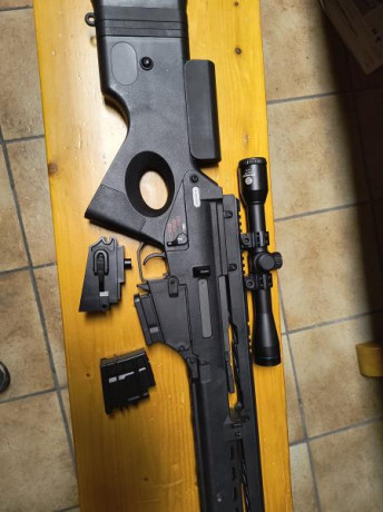 Buenas se vende replica de airsoft de la marca Amoeba del rifle HK SL8 
Va SIN batería con 2 cargadores 02
