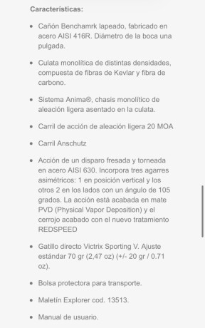 Se vende Victrix Carbono 308win. poco usado, como mucho 150 disparos, la etapa de prueba de municion y 11