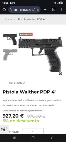 Un amigo vende su Walther PDP Compact 9mm pb. 750 € negociables, solo se ha usado dos cajas ya que fue 11