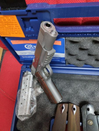 Vendo Colt Gobernnement, plataforma 1911 en calibre 9mm.  Acero inoxidable, alza regulable y cinco pulgadas. 02