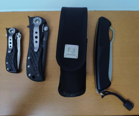 Vendo estás 4 navajas de mi colección.
Se trata de 2 Gerber Replica Applegate. Una con hoja de 9 cm y 121