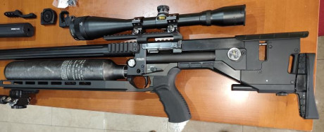 Krait X HP , cañón CZ 700mm, botella de 700cc
Cargador 16, cargador monotiro, rail arca, llave regulador 00