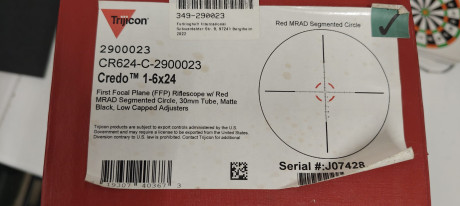 Excelente visor LPVO. Cristal excelente, tanto para tiro deportivo como para caza. Reticula iluminada 02