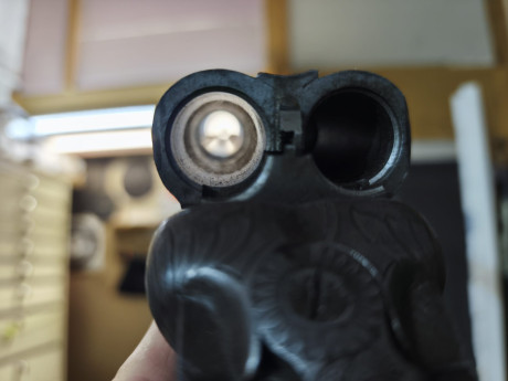 Escopeta paralela marca Seam ( sociedad española de armas) calibre 16/70 largo de cañón 70 cm cañones 02