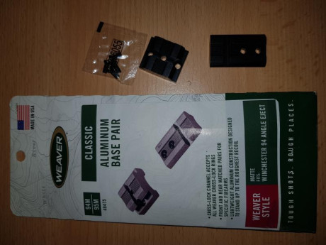 Bases weaver para winchester 94 angle eject, nuevas a estrenar, 20€
Envio aparte, esta en barcelona 00
