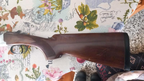 Escopeta monogatillo selector, expulsora, cañones de 71cm, es la versión Sporting, lleva 5 polichok , 100