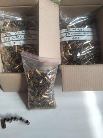 Vendo 2200 vainas 38 super auto de un solo disparo, limpias y recalibradas, a 0,16 céntimos unidad, si 02