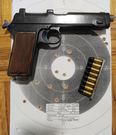 Vendo pistola Steyr Hahn 1912 en calibre 9 mm Parabellum. Guiada en F.

Fabricada en 1916, mecaniza a 02