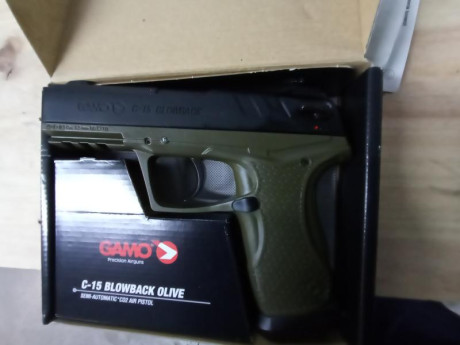 Hola! Pongo en venta mi pistola Gamo C-15 Blowback verde oliva, la tengo desde hace 3 años , la habré 02