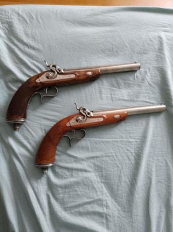 Buenas tardes.

Vendo dos preciosas pistolas de duelo, F. Rochatte Paris cal 45. Del fabricante AMR.

La 01