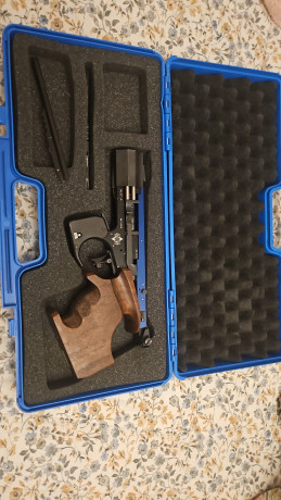 Se vende pistola para tiro deportivo match guns, calibre .22 LR.
Con disparador electrónico, dos cargadores 00