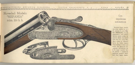 Se ofrece a la venta una escopeta Victor Sarasqueta Modelo 216 HH Hispania, calibre 12, una pieza clásica 01