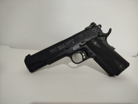 Se vende pistola Colt modelo Gold Cup Trophy en calibre 22LR y guiada en F.
Va con un cargador, se ha 00