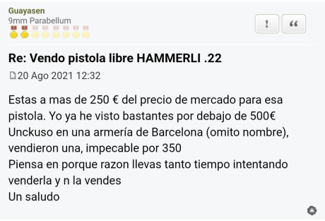 Buenas foro, busco pistola Walther LP500, si alguien piensa en desacerse de una le agradecería que me 30