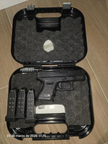 RESERVADA 
Buenas
Se vende Glock 26 3ª Gen,
9mm pb
2 cargadores de 12 y 1 cargador de 10
Guiada en A
Muelle 02