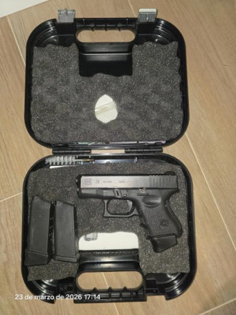RESERVADA 
Buenas
Se vende Glock 26 3ª Gen,
9mm pb
2 cargadores de 12 y 1 cargador de 10
Guiada en A
Muelle 11