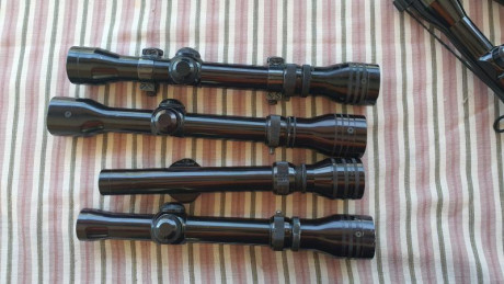 Visor Redfield años 70. De 2x7x. Retícula muy particular que permitía saber distancia, aproximada,  a 12