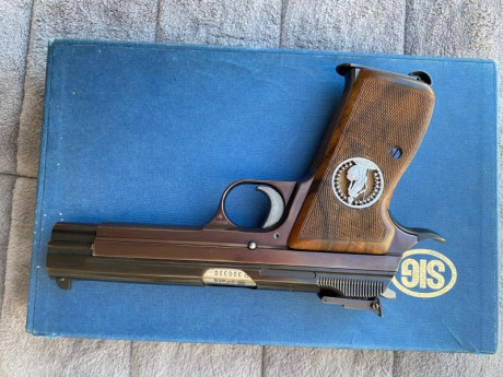 Se vende: pieza de colección o arma de fuego deportiva. SIG 210-1, calibre 9 mm Parabellum.

Gatillo deportivo.

alza 10