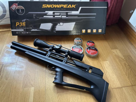 Se vende por no utilizar y muy poco uso, kit completo de PCP,
Snowpeak Arcea Ónix P35 en calibre 5,5, 02